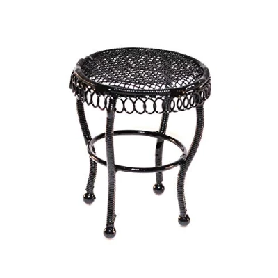Image of Melody Jane Dolls House Black Wire Wrought Iron Garden Side Table Miniature Patio Furniture