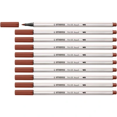 Image of Premium Fibre Tip Pen with brush STABILO 68 Pack of 10 Sienna