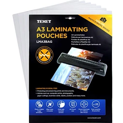 Image of Texet A3 laminating pouches (2 x 125 microns)