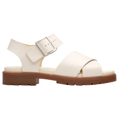 Image of Clarks Women&#039;s Orinoco Cross Sandal, Cream Leather, 8 UK
