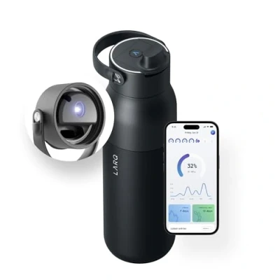 Image of LARQ Bottle PureVis 2 680ml Self Cleaning Water + App Hydration Tracking, Insulated Stainless Steel Reusable &amp; Travel Friendly, Year Warranty, Obsidian Black