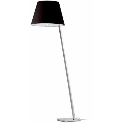 Image of Moma 1 Light Floor Lamp Chrome with Black Shade, E27