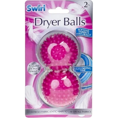 Image of Eco Friendly Pink Dryer Balls Reusable Laundry Tumble for Faster Drying and Softening Pack of 2