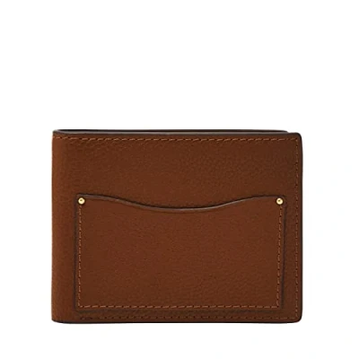 Image of Fossil Men&#039;s Leather Slim Minimalist Bifold Front Pocket Wallet, Anderson Brown, 4.5&quot; L x 0.5&quot; W 3.5&quot; H,