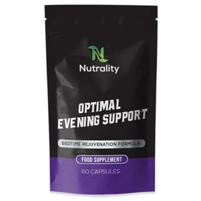 Image of Nutrality Optimal Evening Sleep Support Supplement for Restful Nights &amp; Refreshed Mornings Lemon Balm Montmorency Cherry Extract with Vitamin B6 B12 Enhanced Well Being 60 Vegan Capsules