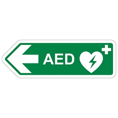 Image of V Safety Shaped Sign Aed Arrow Left 300X100 2MM Rigid Plastic