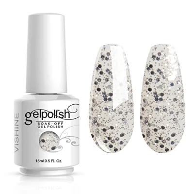 Image of Vishine Soak off Gel Polish Lacquer Nail Art UV LED Manicure Varnish 15ml Glitter Ivory(342)