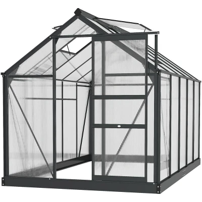 Image of Outsunny Polycarbonate Walk In Garden Greenhouse Aluminium Frame w/Slide Door845 059V01GY