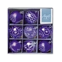 Image of Christmas Tree Decoration 9 Pack 60mm Shatterproof Baubles Purple 6198