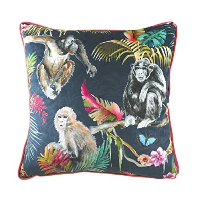 Image of Evans Lichfield Jungle Monkey Cushion Cover, Blue, 43 x cm