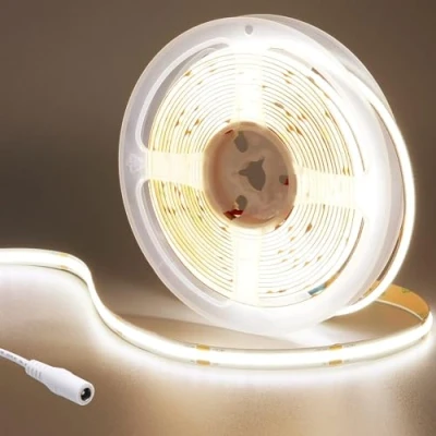 Image of GOMING DC 24V 16.4ft(5M) COB LED Strip Light Natural White 4000K CRI 93+ 4500lm Uniform Glow 480LEDs/M Flexible Not Waterproof IP20 Tape Lights for DIY Bedroom Kitchen Home Decor(No Power Supply)