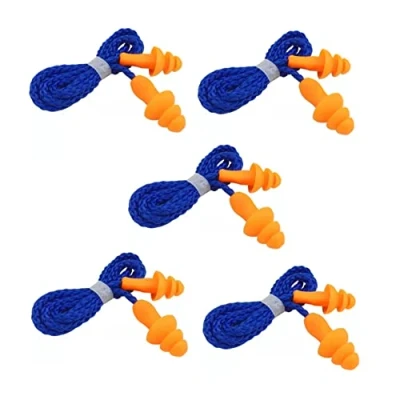 Image of Meiyea 5 Pairs Corded Ear Plugs Reusable Silicone Earplugs with String Banded Plug Sleep Noise Cancelling for Hearing Protection