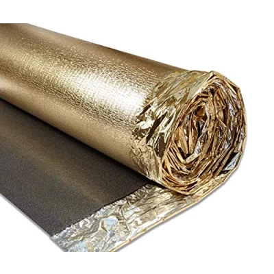 Image of Acoustic Sonic Gold Underlay 5mm Thick Choose Any Size for All Wood, Laminate Flooring Damp Proof Mebrane Great Sound &amp; Heat Insulation (5mm Thick, 90m2 6 Rolls)