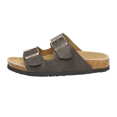 Image of EVERAU MEN Duck Leather Twin Buckle Sandals, Brown Oiled Leather, UK WOMEN 10/UK 10