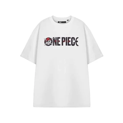 Image of One Piece Men&#039;s Graphic Tee White Short Sleeve T Shirt with Logo Cross Bones Pirate Skull &amp; Crossbones Print Anime Manga Fans Top Casual Cotton for Men Merchandise Gift