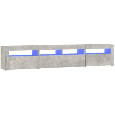 Image of vidaXL TV Cabinet with LED Lights Concrete Grey 210x35x40 cm