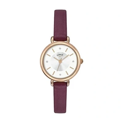 Image of Limit Ladies&#039; Analogue Quartz Rose Gold Plated Wine Strap Watch 6291