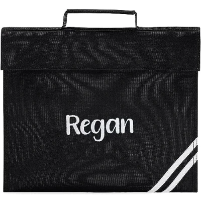 Image of TeddyT&#039;s Personalised School Embroidered Name Book Bag Folder (Black)
