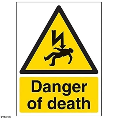 Image of V Safety Danger Of Death Warning Sign 150mm x 200mm 1mm Rigid Plastic