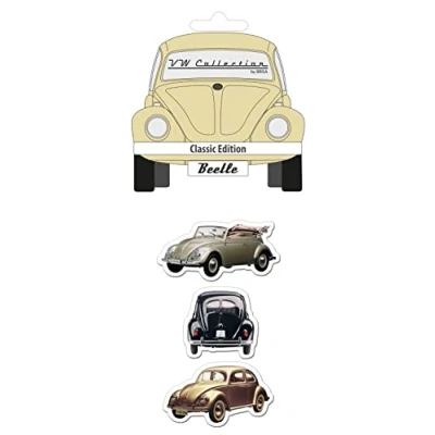 Image of BRISA VW Collection Volkswagen Refrigerator Office Pinboard Magnets with Beetle Motifs (3 Piece Set/Final/Beige)