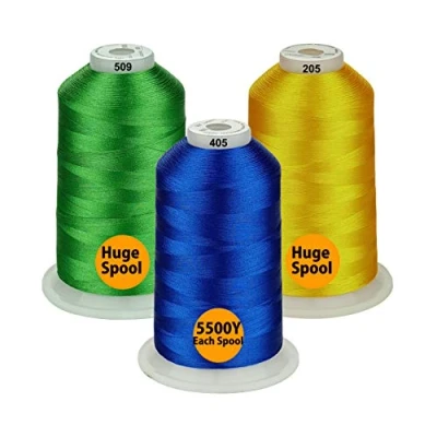 Image of Simthread All Purpose Polyester Embroidery Machine Thread Huge Spool 5000M 5500Y for Sewing Machines 3 Essential Colors 2