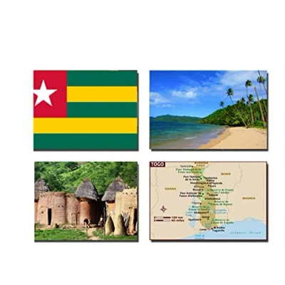 Image of SET OF 4 TOGO FRIDGE MAGNETS FLAG MAP ATTRACTIONS