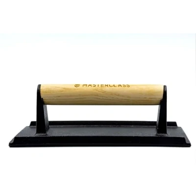 Image of MasterClass Cast Iron Grill Press with Wooden Handle