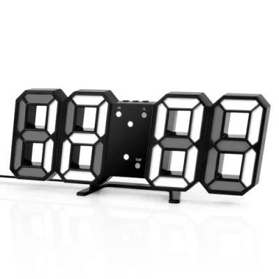 Image of DSLIHA 3D Digital Alarm Clock for Bedrooms, LED Desk USB Electrify Wall Office Home Living Room