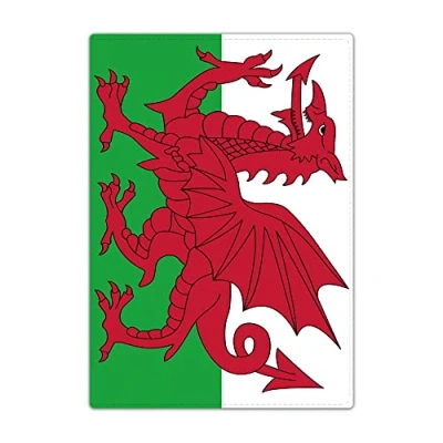 Image of Passport Holder Cover, PU Leather Travel Wallet Case Organiser for Passport, Business Cards, Credit Boarding Passes (Welsh Flag)