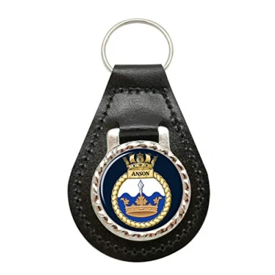 Image of Giftshop UK HMS Anson, Royal Navy Leather Key Fob