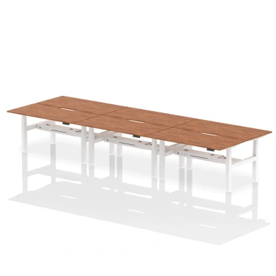 Image of Air B2B 1600x800 Adjustable 6P Bench Desk Scalloped Walnut/White