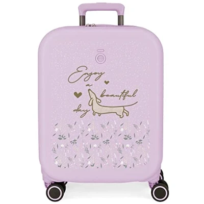 Image of Enso Beautiful day Purple Cabin Suitcase 40x55x20 cm Rigid ABS Integrated TSA Closure 37L 2.74 kgs 4 Double Wheels Expandable Hand Luggage