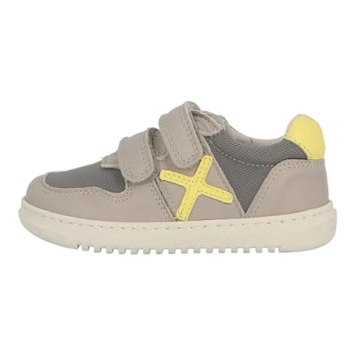 Image of Lurchi Monti Barefoot Unisex Trainers for kids, Size: 11.5K, Light grey/yellow Leather