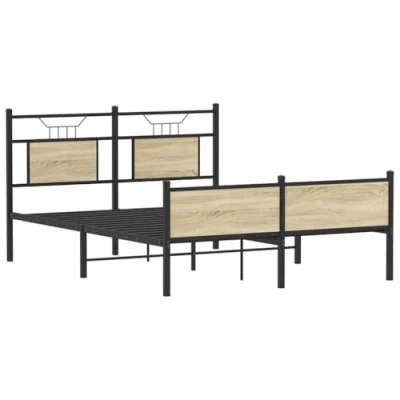 Image of vidaXL Bed Frame in Brown Sonoma Oak Finish 140x200 cm Engineered Wood with Stability and Moisture Resistance