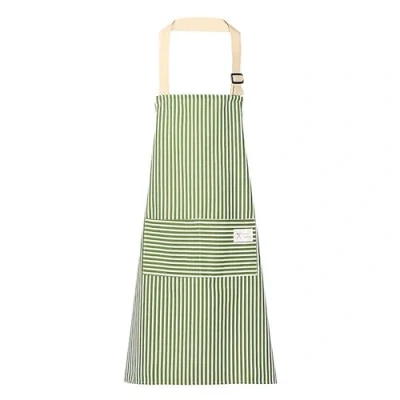 Image of CECOMBINE Stripe Bib Apron, Adjustable Cotton Linen Kitchen Chef Apron with 2 Pockets for Cooking, BBQ, Baking, Gardening, Household Cleaning, Restaurant
