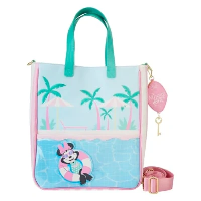 Image of Loungefly Disney Minnie Mouse Vacation Style Poolside Tote Bag with Coin Bag, Pink, One Size