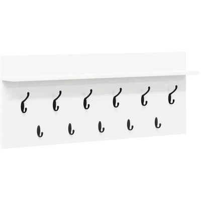 Image of vidaXL Wall Mounted Coat Rack White 100 x 40 12 cm Engineered wood