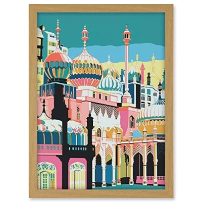 Image of Artery8 Brighton Royal Pavilion Multicoloured Architecture Artwork Framed A3 Wall Art Print