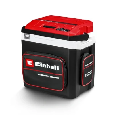 Image of Einhell Battery Powered Cool Box TE COL 18/27 Li Solo Power X Change (18 V, 27 litres, for Cooling and Keeping Warm, Hybrid 12 V Car, 230 Connection, incl. Pockets, Without Battery)