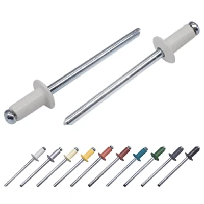 Image of Marcopol (Pack of 100 pcs) Painted Blind Rivets 3.2 x 8 mm, Dome Head, DIN 7337, Aluminum Rivet and Steel Mandrel, Pop (100, Grey White RAL 9002)