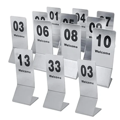 Image of Restaurant Table Number Cards Metal Stackable Numbers Stands For Restaurants And Bistros, Cafeterias, Cafes, Weddings Place Cards, Double Sided
