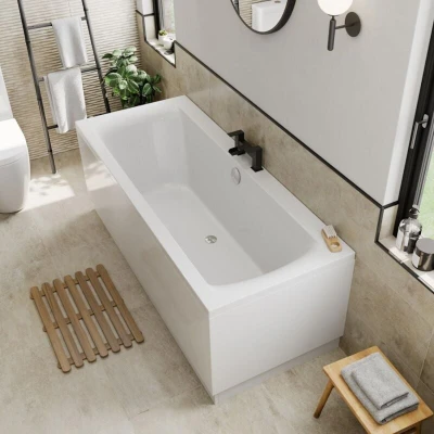 Image of Ceramica Double Ended Square Bath With Side Panel 1800x800mm