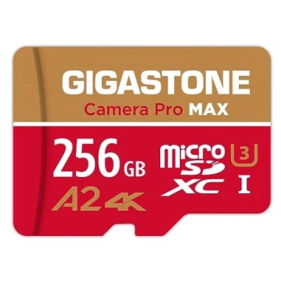 Image of [5 Yrs Free Data Recovery] GIGASTONE 256GB Micro SD Card, Camera Pro MAX, Up to 130/85 MB/s, MicroSDXC Memory Card for DJI, Gopro, Insta360, Dashcam, 4K Video UHS I A2 V30 U3 C10 with Adapter