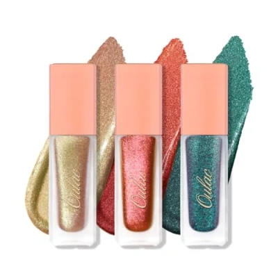 Image of Oulac Liquid Glitter Eyeshadow Set Metallic Green &amp; Gold Eyeshadow, Shimmer Eyeliner, Blendable Smooth Eye Make up, Crease Resistant, Vegan (11/18/21)