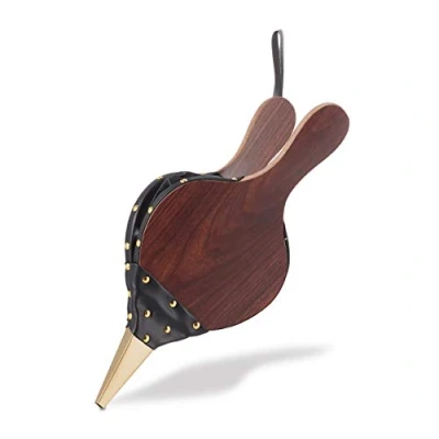 Image of Relaxdays Bellows, Golden Ornamental Tacks, With Hanging Cord, Plastic, Wood, Iron, Fireplace &amp; BBQ, Black/Brown