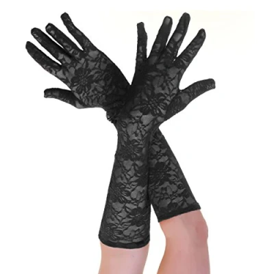 Image of Crazy Chick® New Women Ladies Black Long Lace Gloves Fancy Dress Accessory Gothic Burlesque Wedding Party Evening Prom