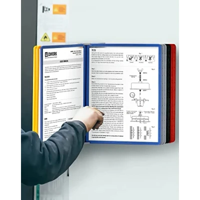 Image of QWORK® Wall Document Organiser, Display Panel Unit for Storing and Displaying A4 Documents, Includes 10 Panels in Assorted Colours