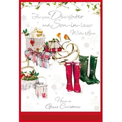 Image of &#039;Christmas Card For Daughter and Son In Law 19.6 x 13.4 Cm (7.7 5.3 inches) You Law&#039; (Traditional I)