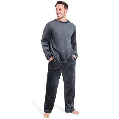 Image of CityComfort Mens Pyjamas Set Super Soft Fleece 2 Piece Loungewear Nightwear Gifts for Men (Charcoal, 2XL)