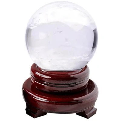 Image of DECORN Clear Crystal Ball with Stand Natural Quartz Sphere for Meditation, Reiki, Healing, Home Decoration, Feng Shui Ornament and Fortune Telling Ball,80mm